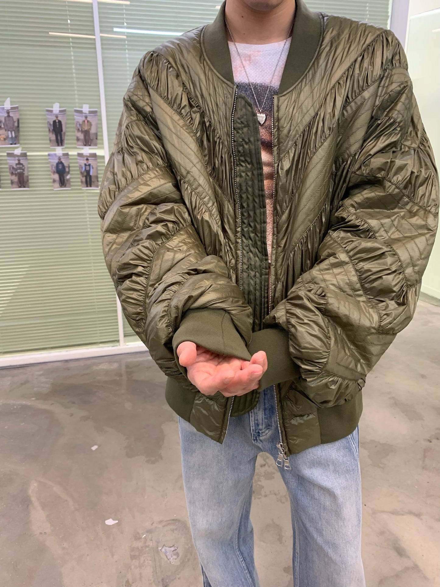 Pleated Casual Bomber Jacket