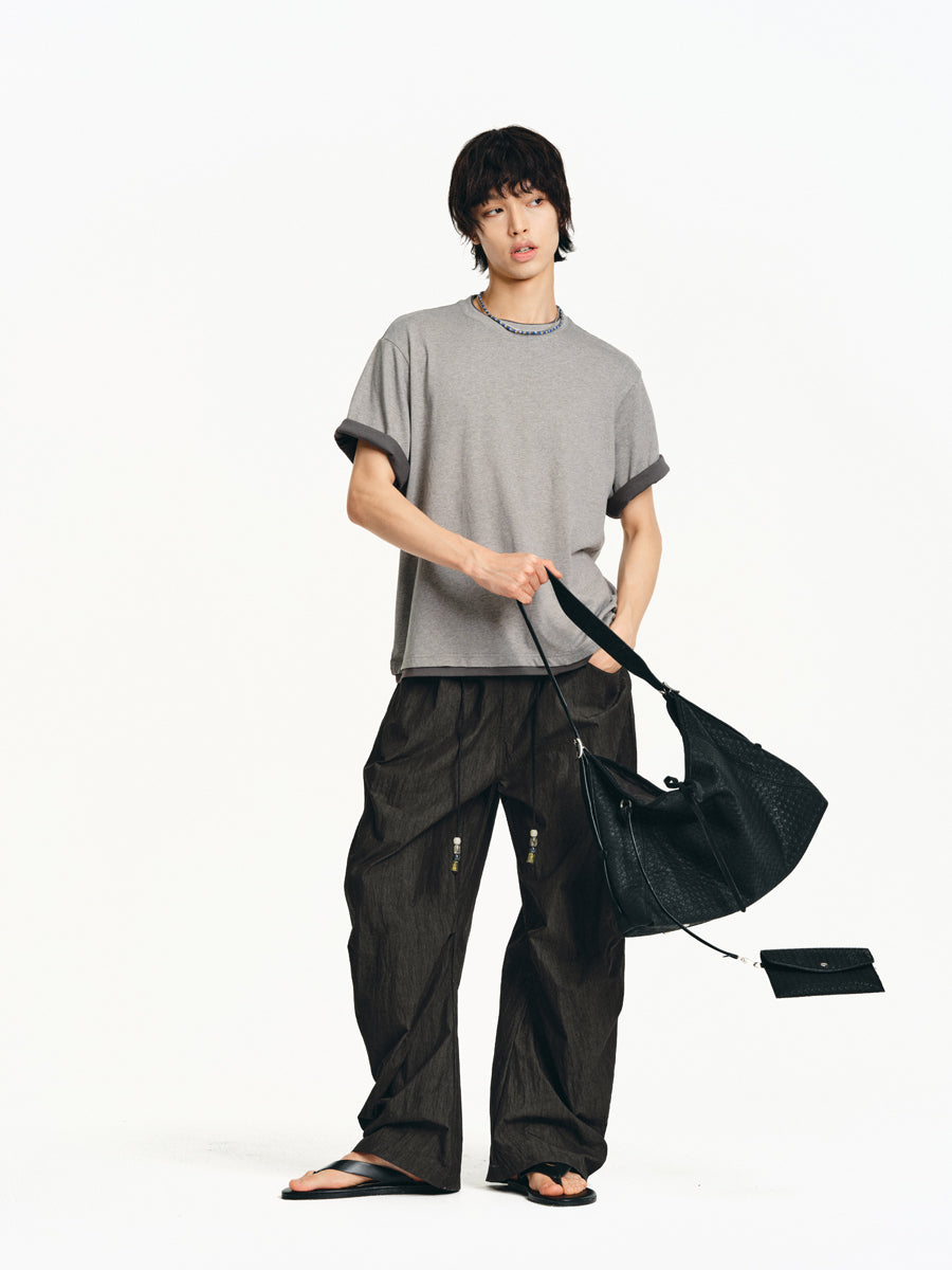 Faux Two Piece Round Neck T-Shirt