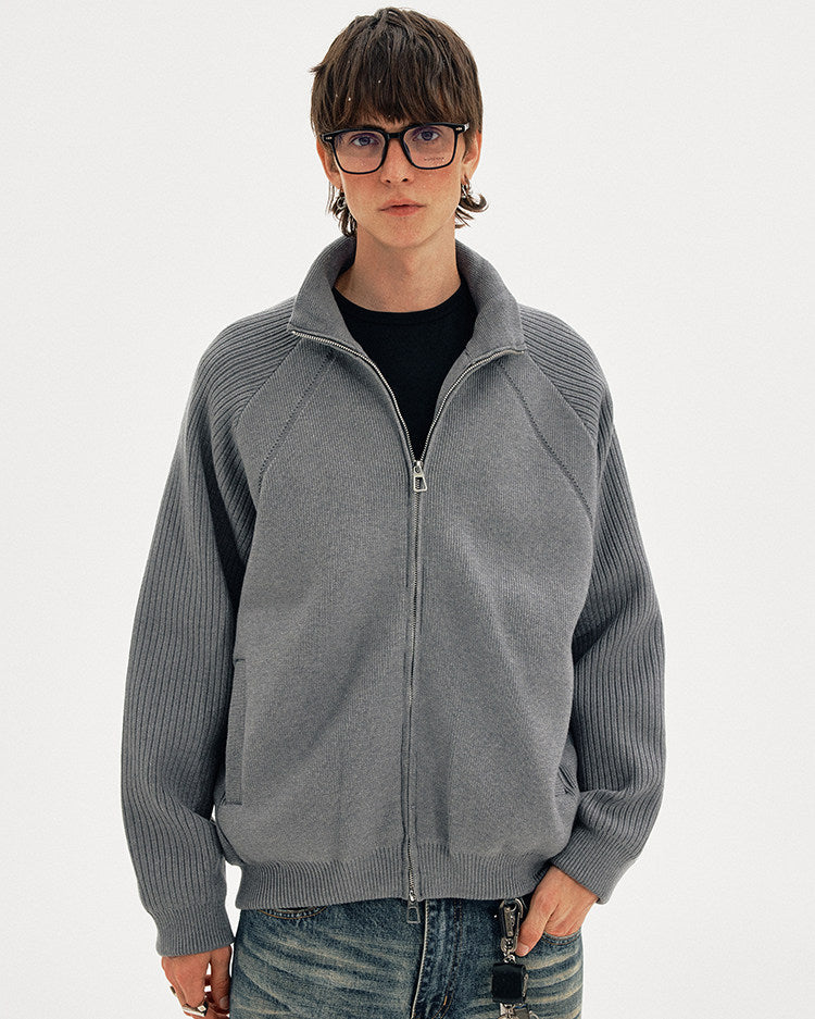 Stand Collar Knit Jacket