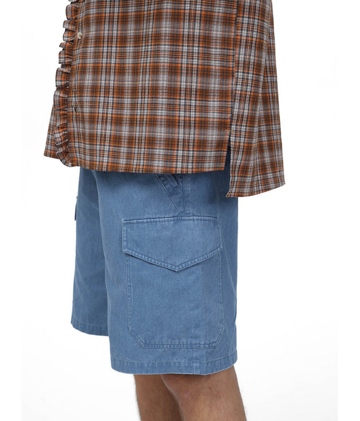Textured V-Neck Checkered Shirt