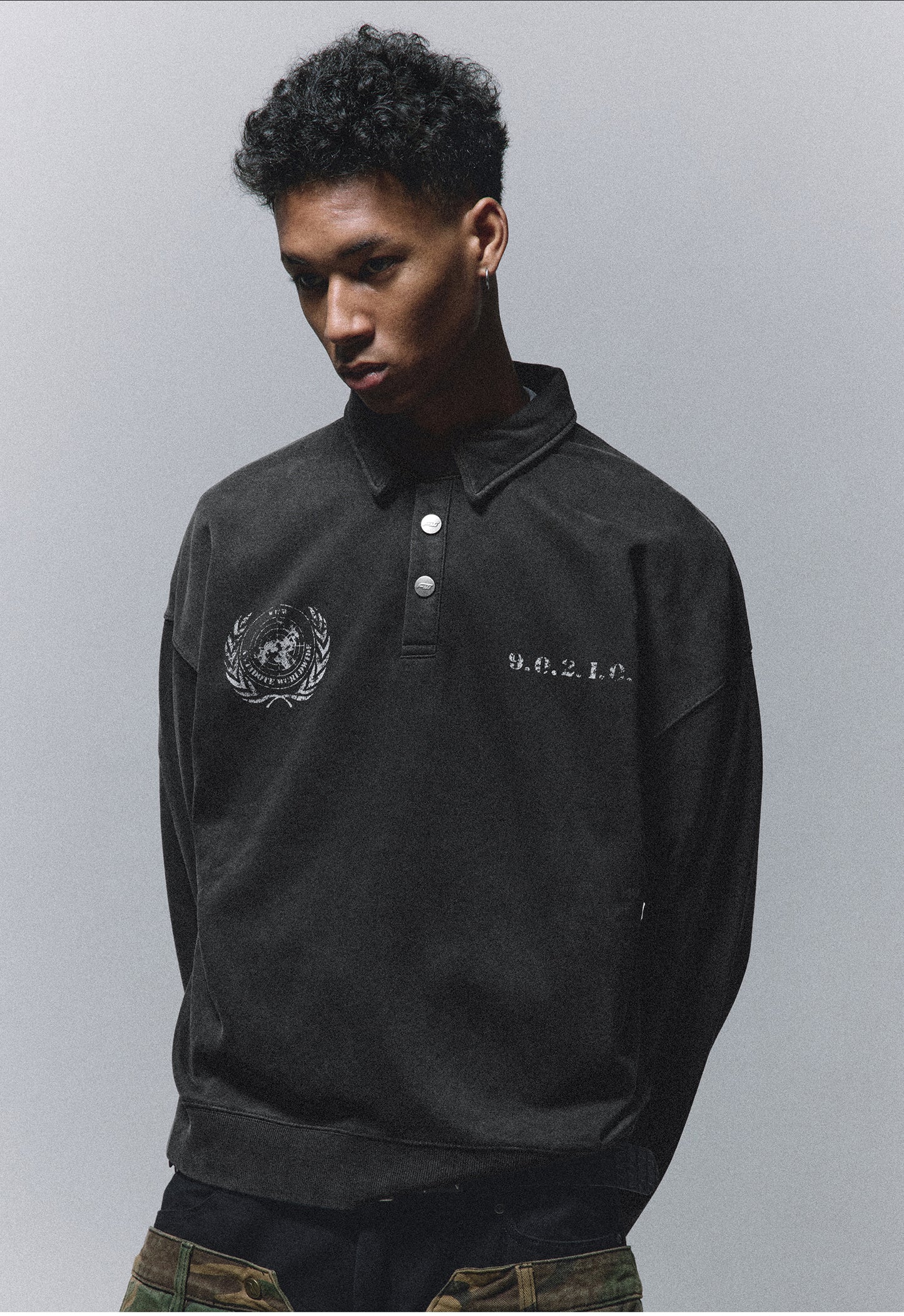 Washed Heavy Polo Sweatshirt