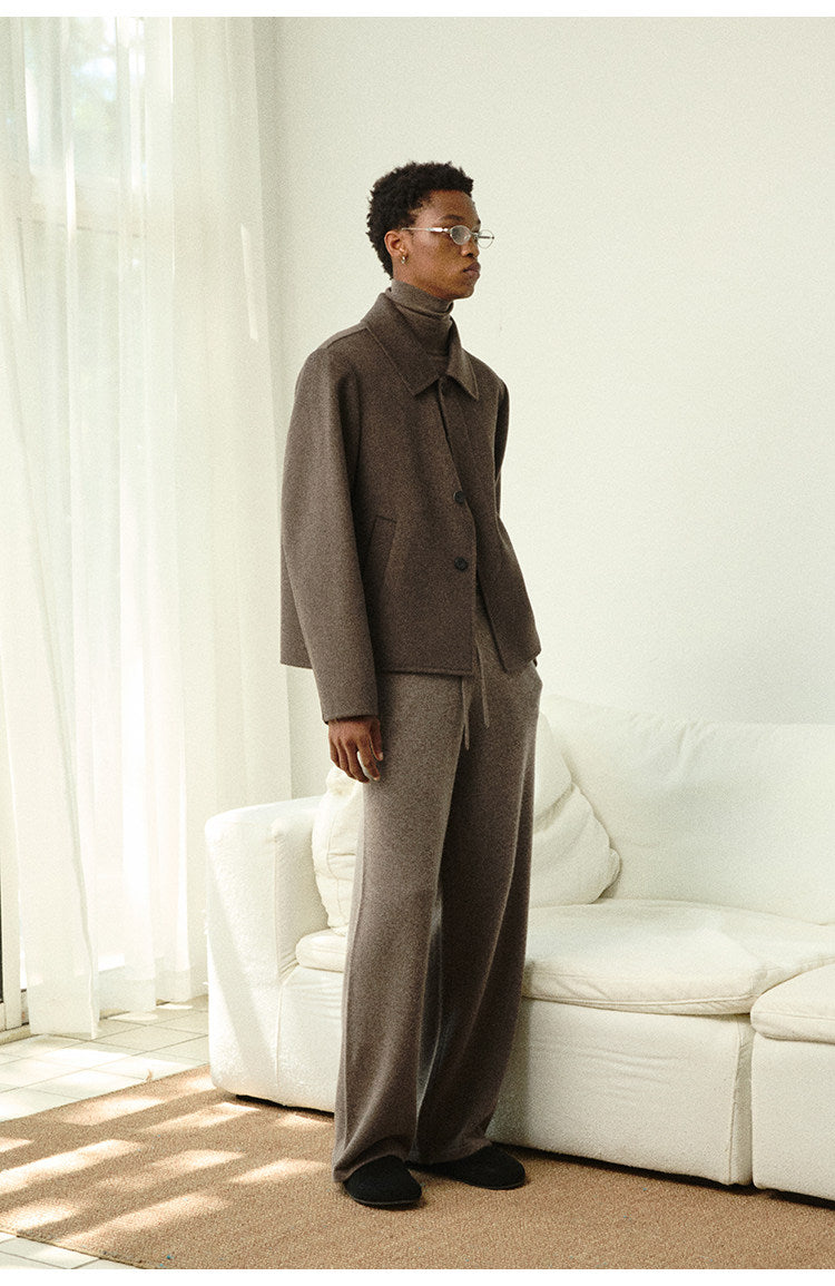 Straight-Leg Knit Casual Pants