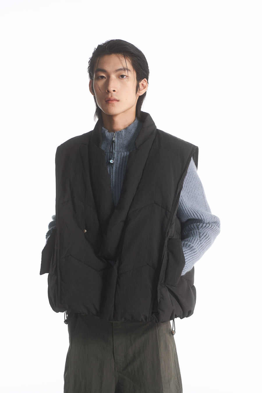 Diagonal Collar Cotton Vest