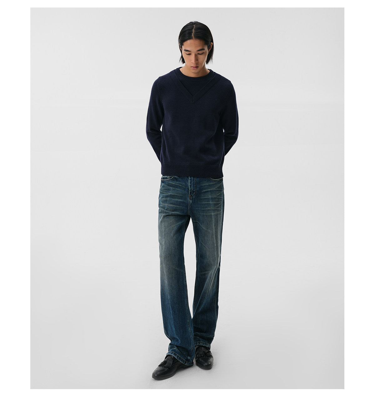 Two-Tone Fake Two-Piece Knit
