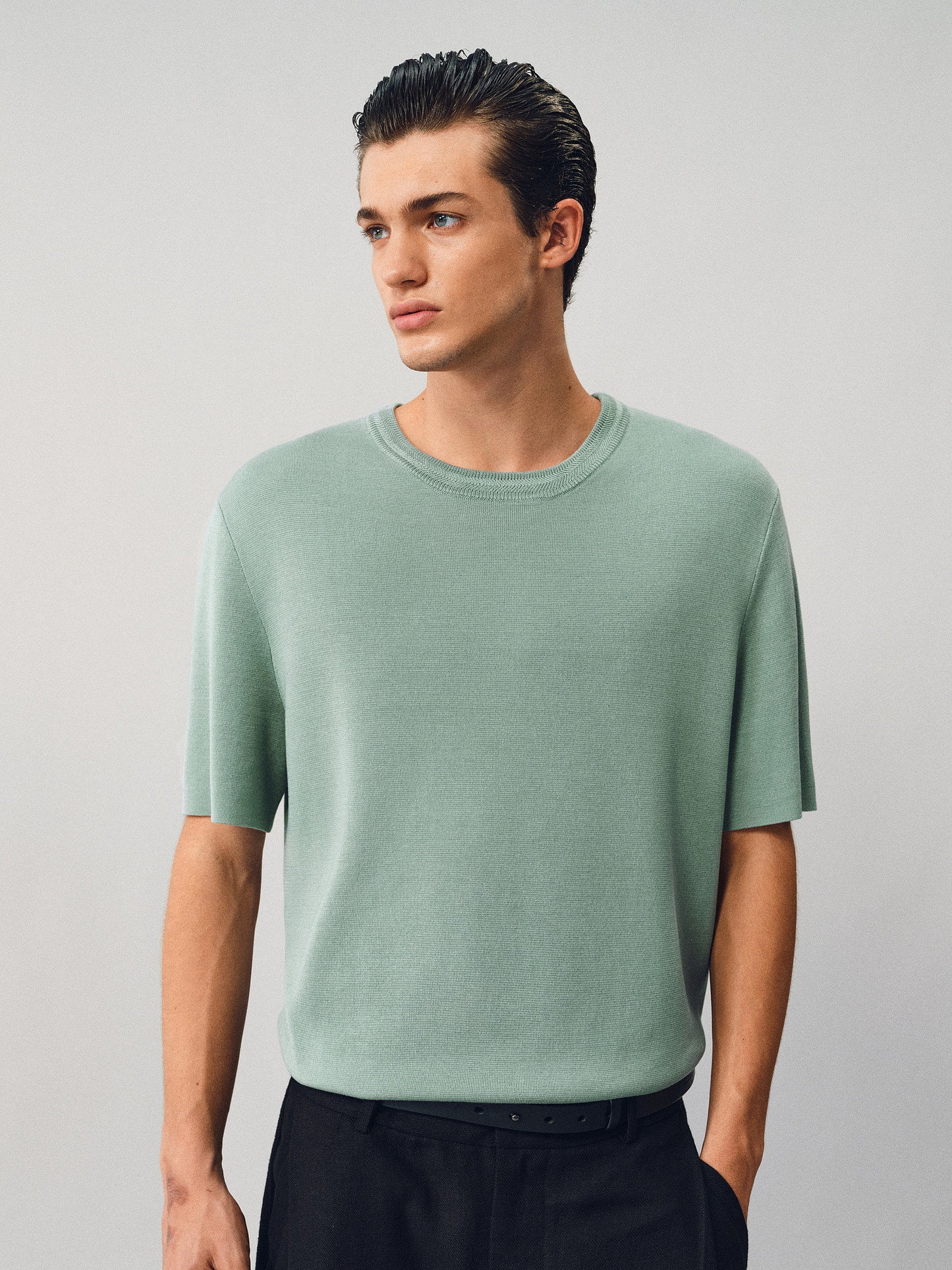 Twist-neck Knit Shirt