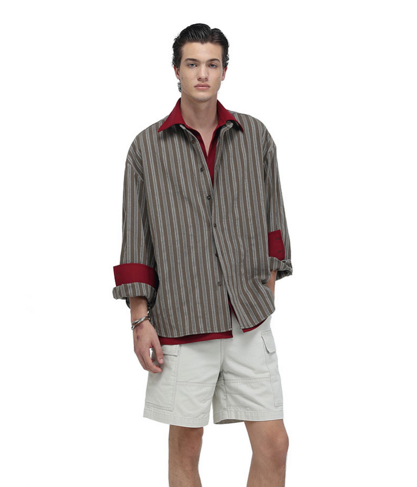 Color-Block Striped Jacquard Shirt