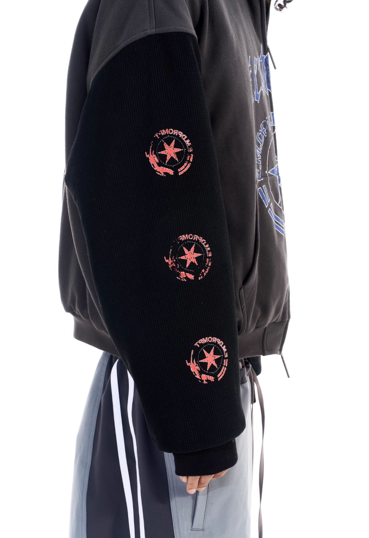 Color Block Fur Collar Sweatshirt