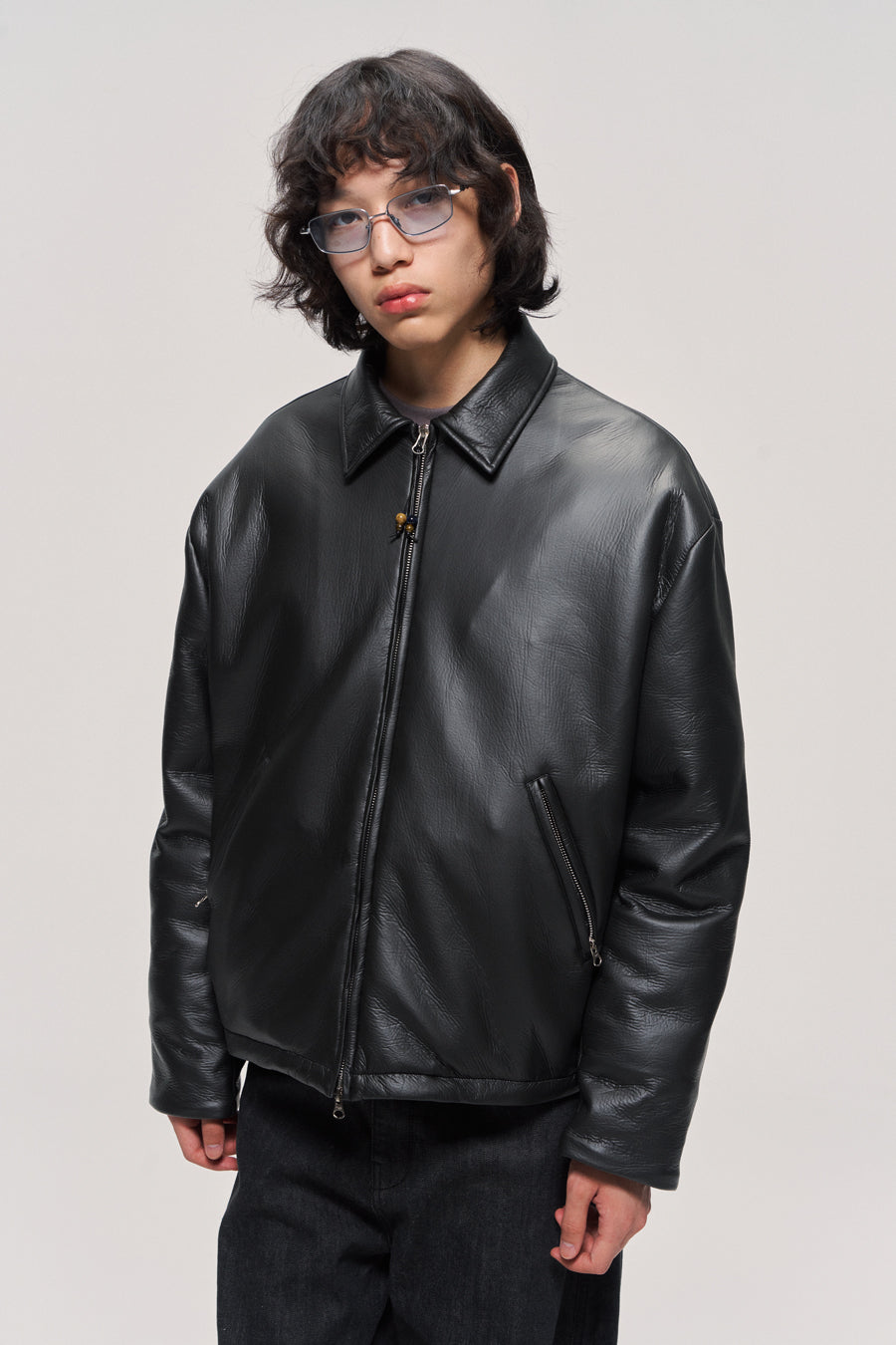 Thick leather jacket