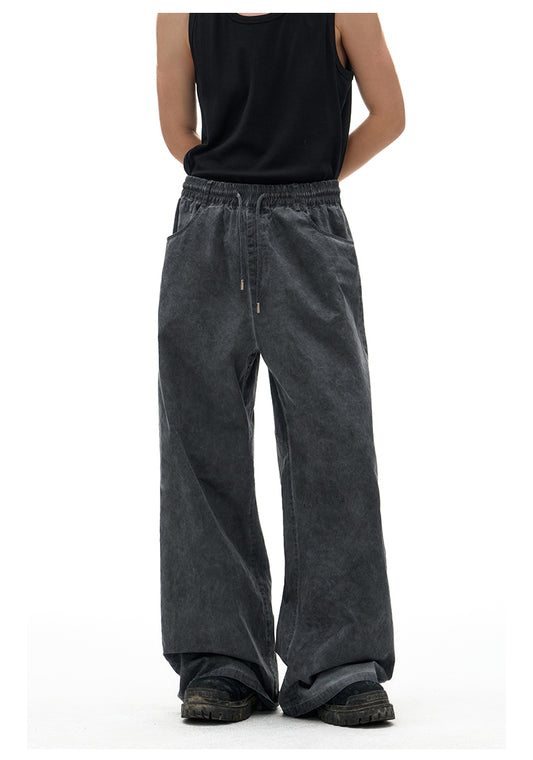 Stain dyed loose straight leg casual pants