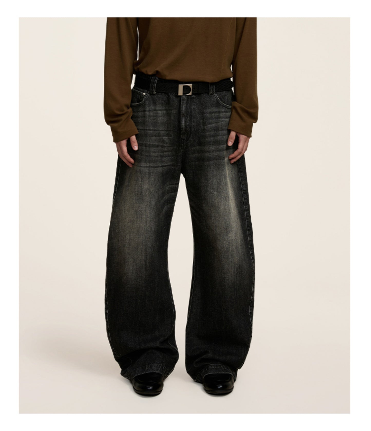 Elastic Waistband Loose-fitting Denim Pants