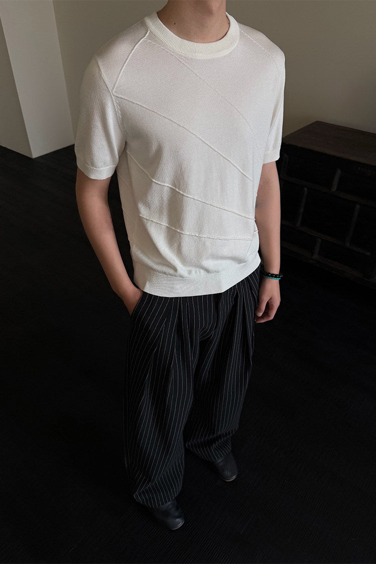 3D Jacquard Knitted Crew Neck Shirt