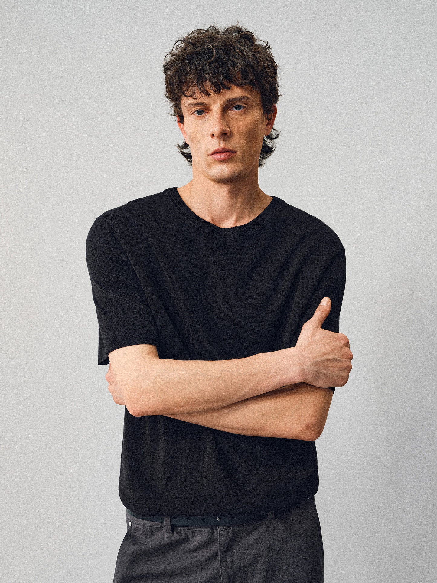 Twist-neck Knit Shirt
