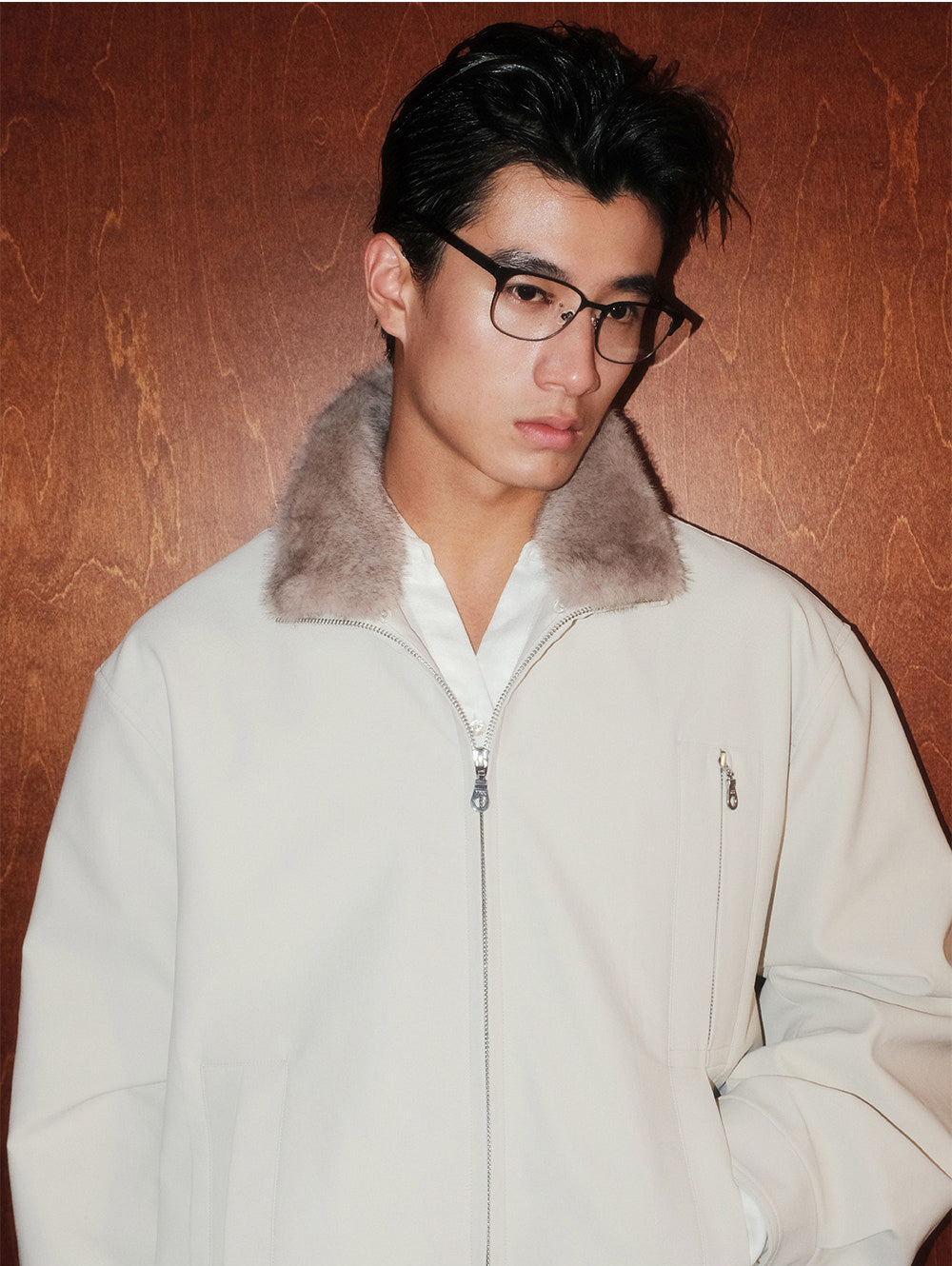 Detachable fur collar jacket