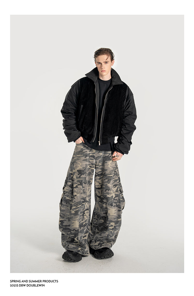 Corduroy &amp; Satin Flight Jacket