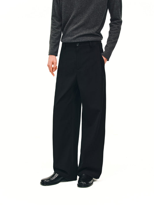 Simple Side-Pleated Casual Pants