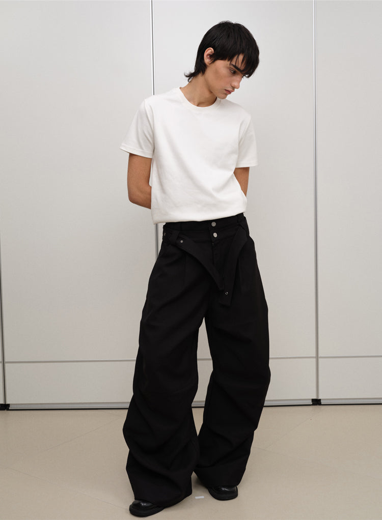 Double Waist Belt Casual Pants