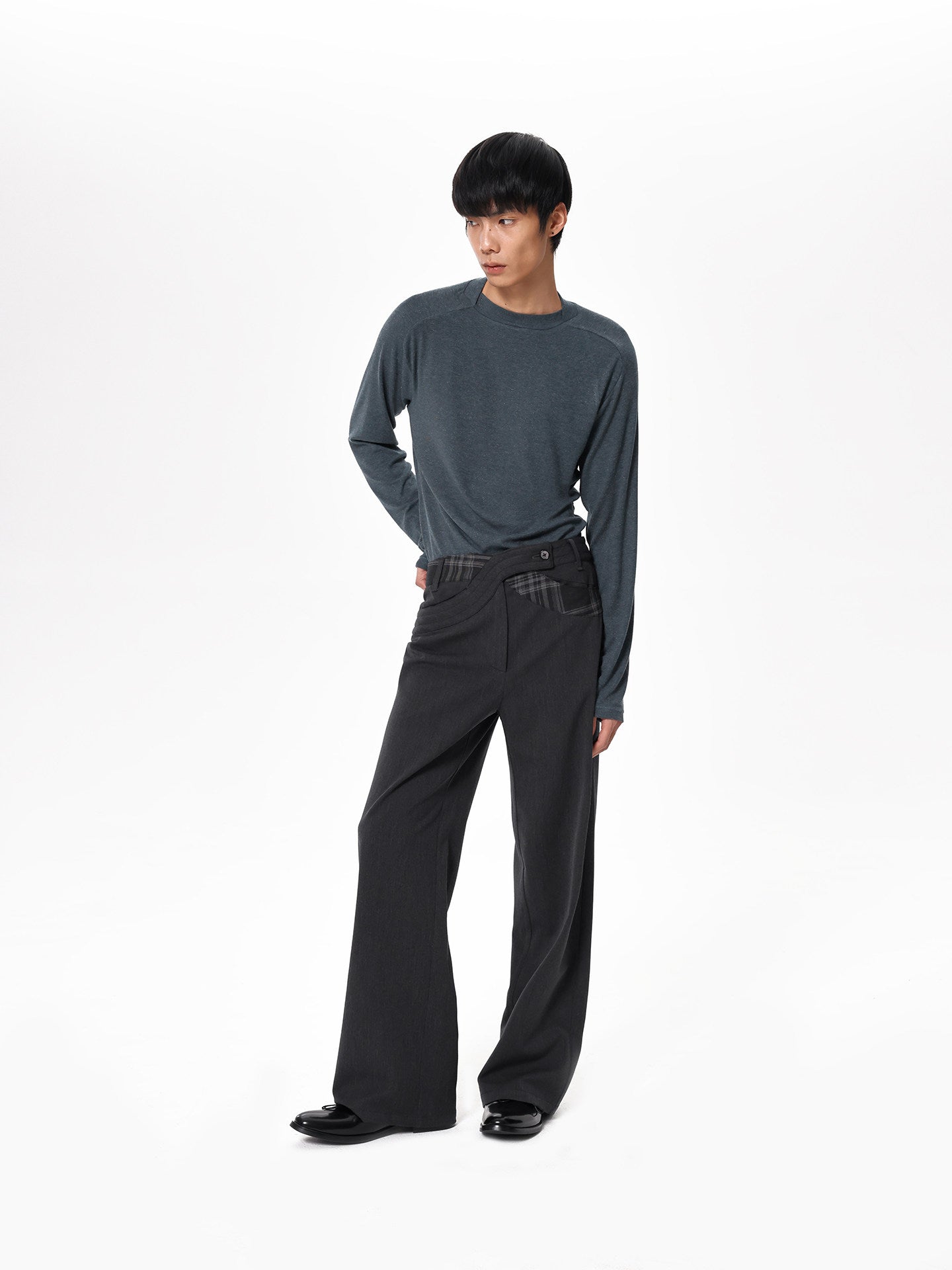 Checkered Straight-Leg Pants