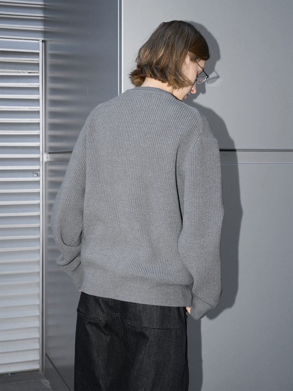 Crew Neck Zip-Up Cardigan