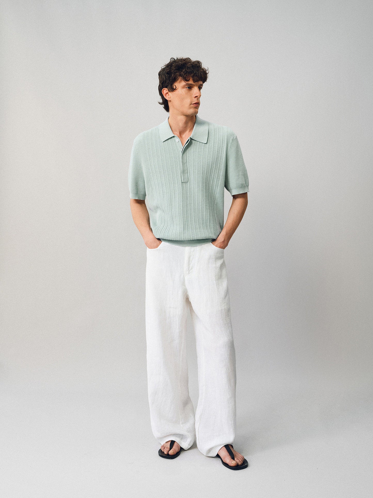 Jacquard-woven polo shirt with a hidden placket