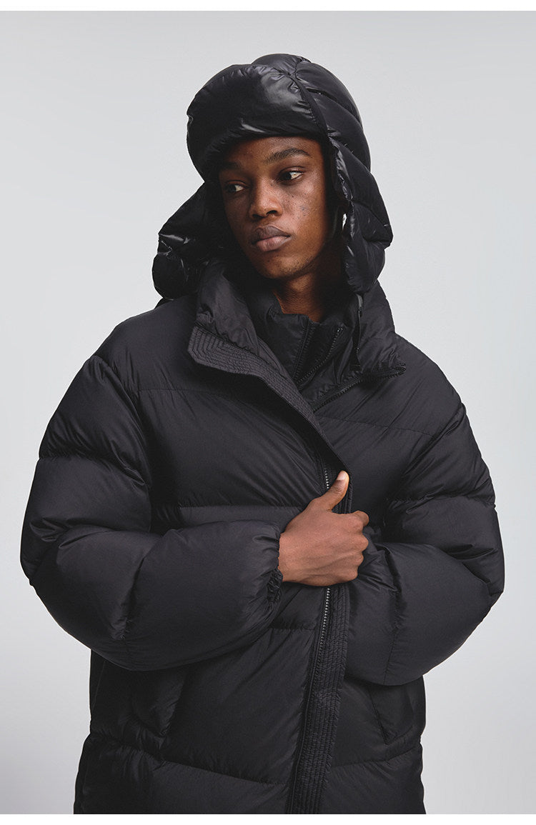 Lightweight Wrinkle-Processed Long Down Coat