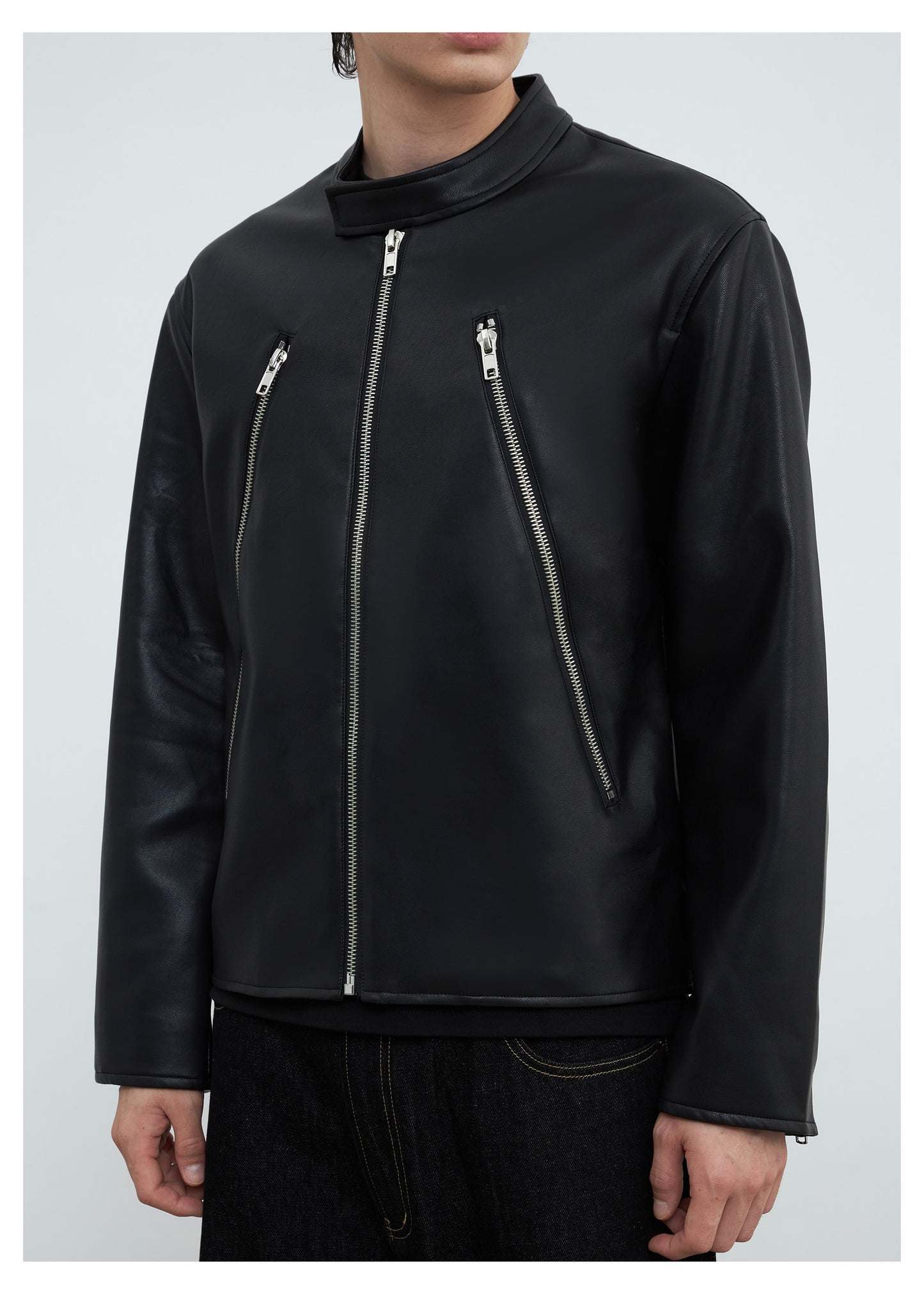 Faux Lambskin Multi-Zip Jacket