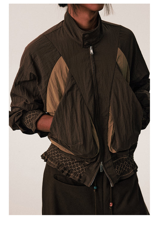 Pleated Gathered Nylon Jacket