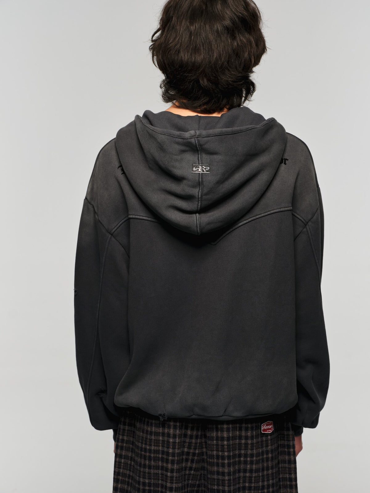 V-Neck Hoodie with Washed Finish
