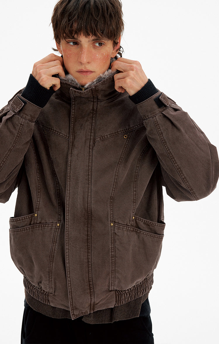 Detachable fur collar jacket