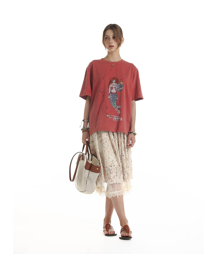 Mermaid print T-shirt