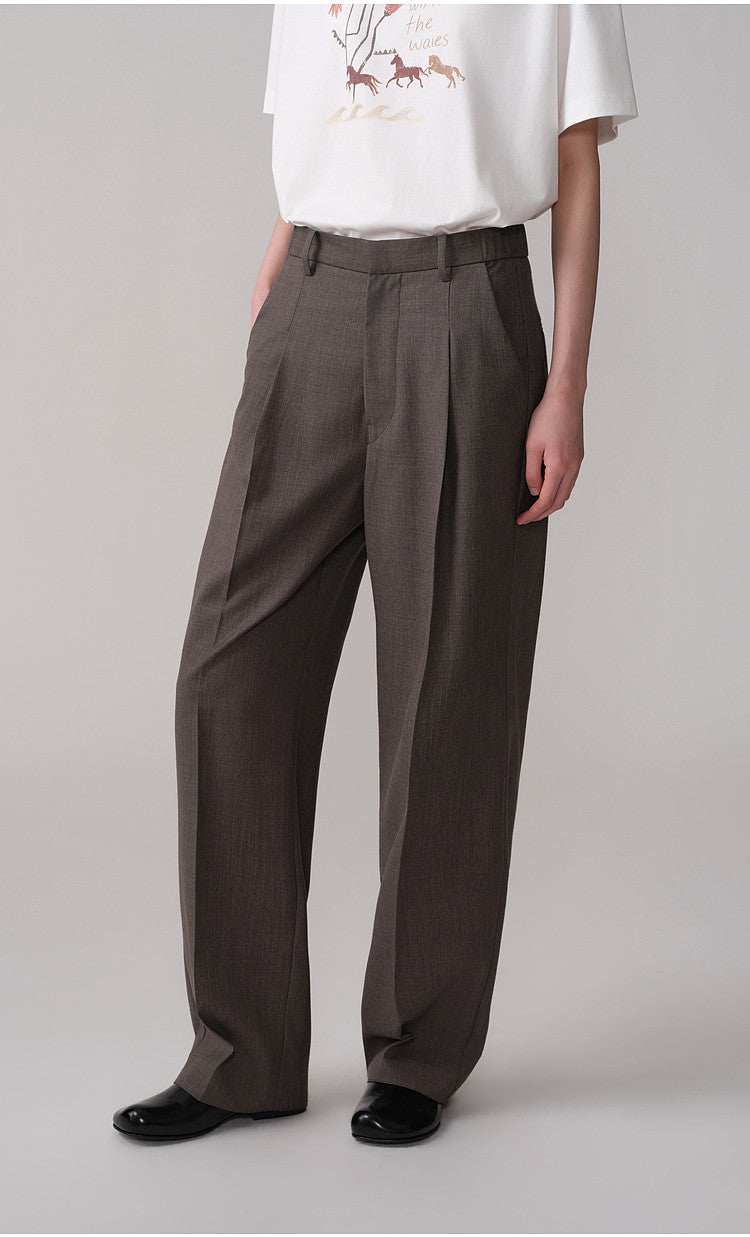 Pleated Oak Waist Casual Pants