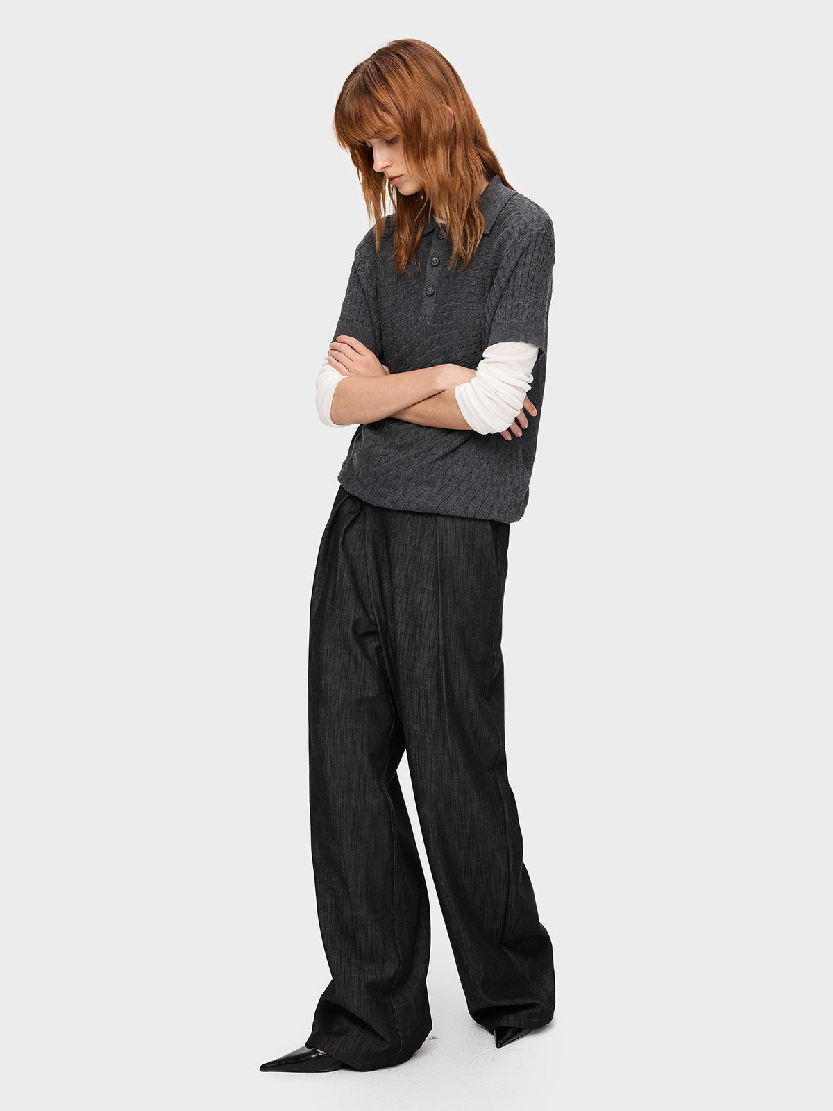Faux Denim Straight-Leg Pants