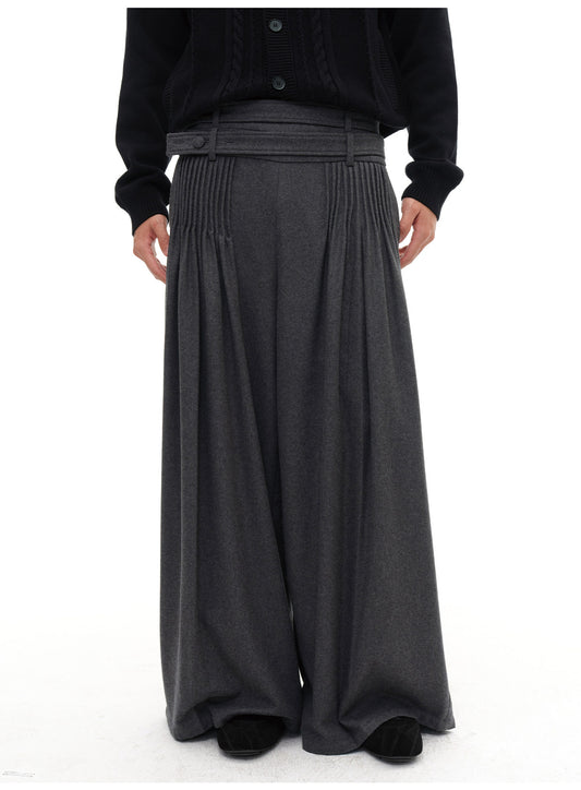 Pleated Wool Casual Pants