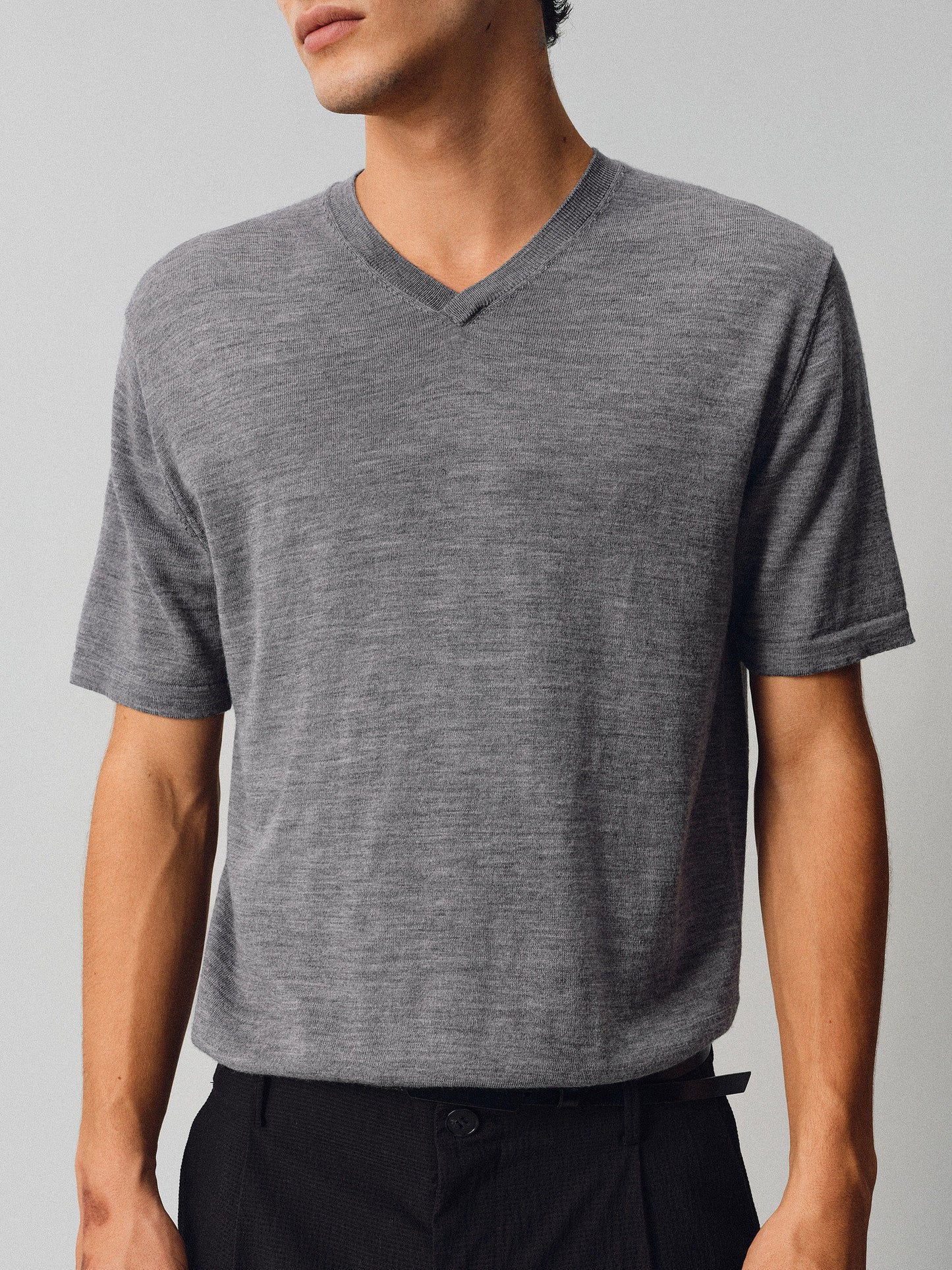 V-neck Wool Knit Shirt