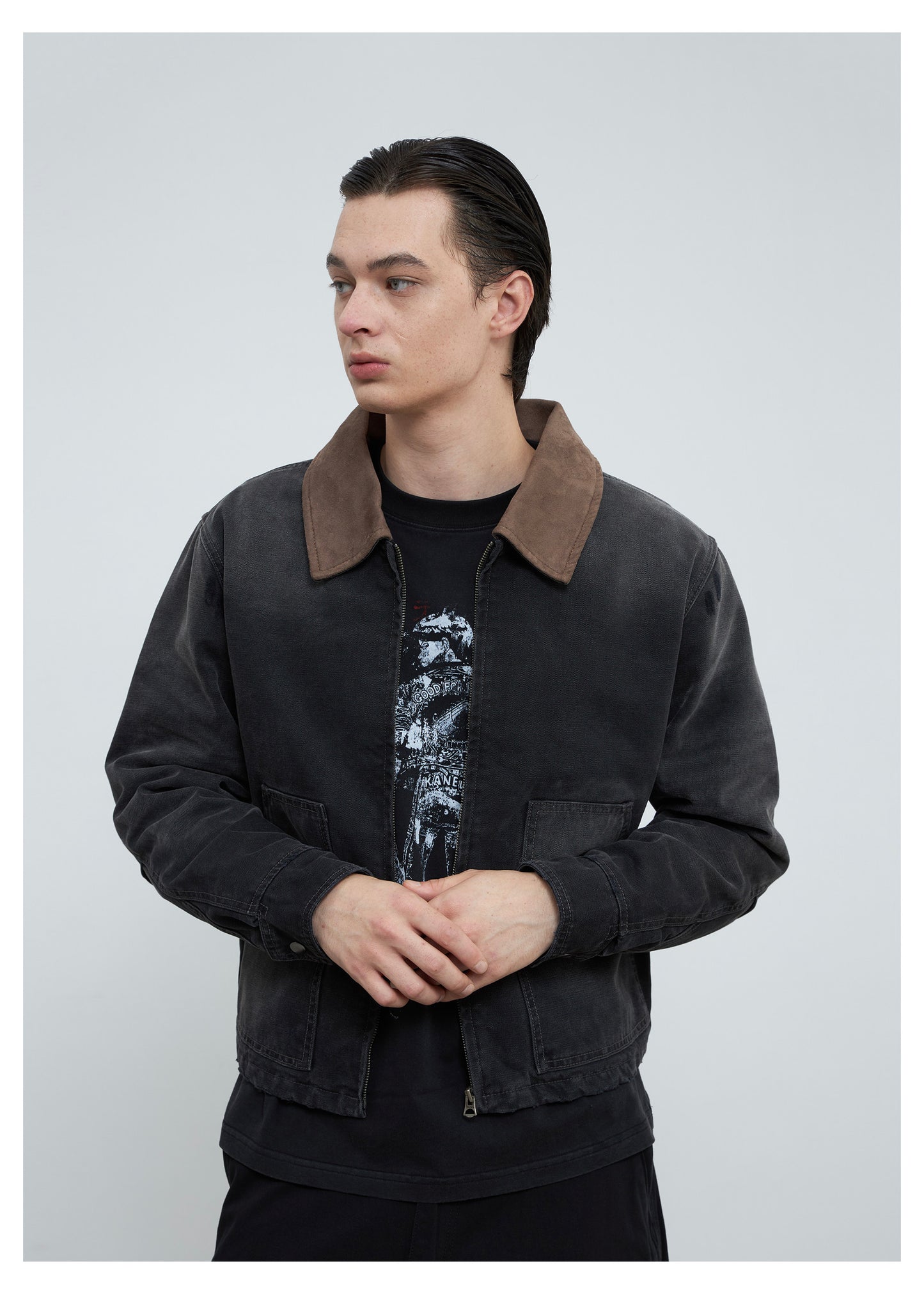 Suede Collar Work Jacket