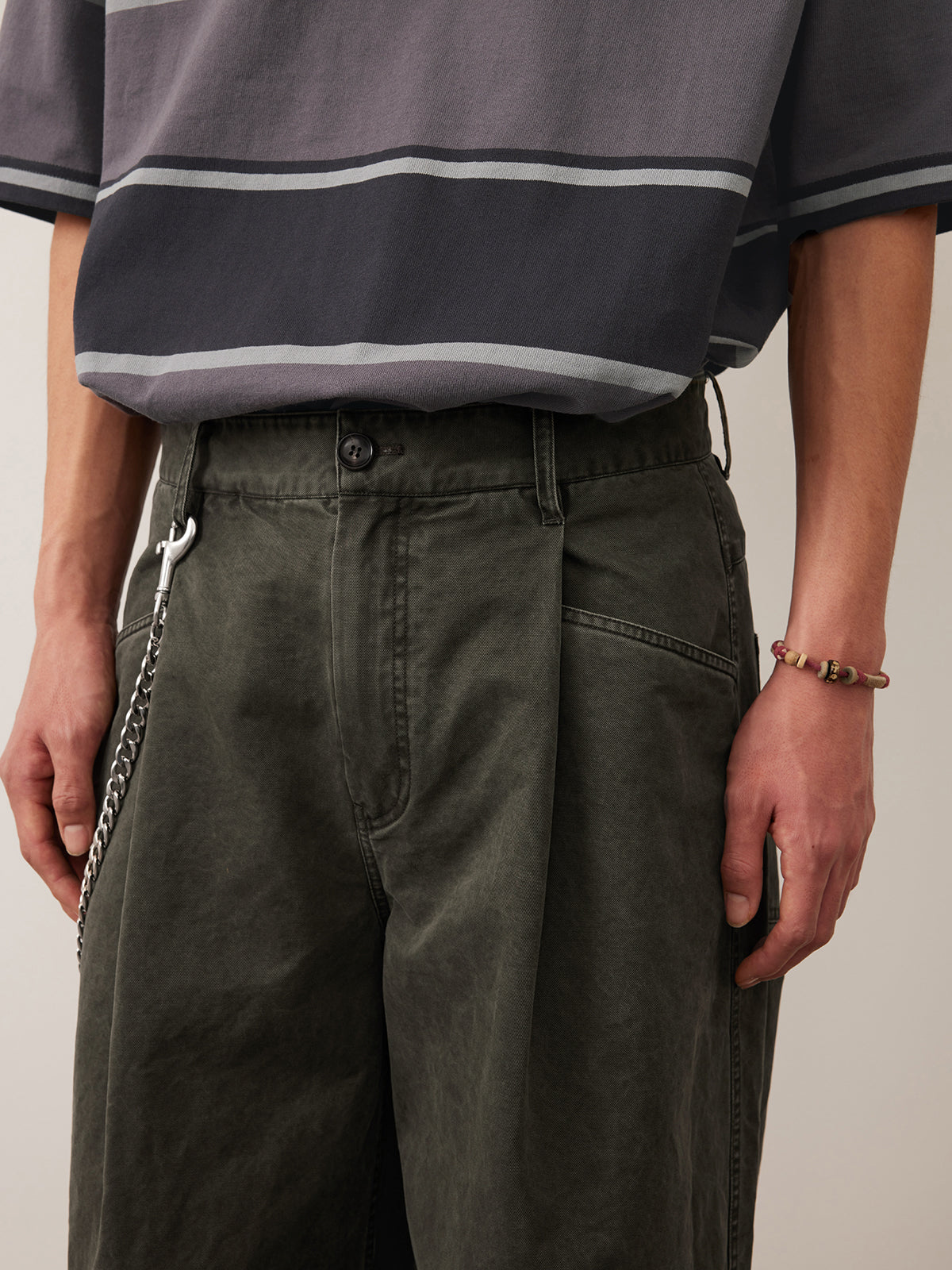 Single Pleated Loose Casual Pants