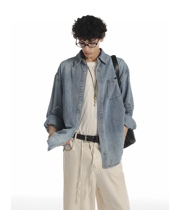Vintage processed denim shirt