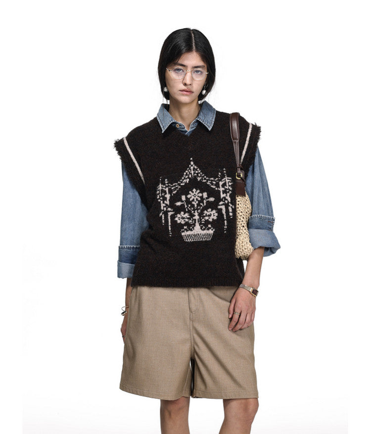 Jacquard Tassel Vest