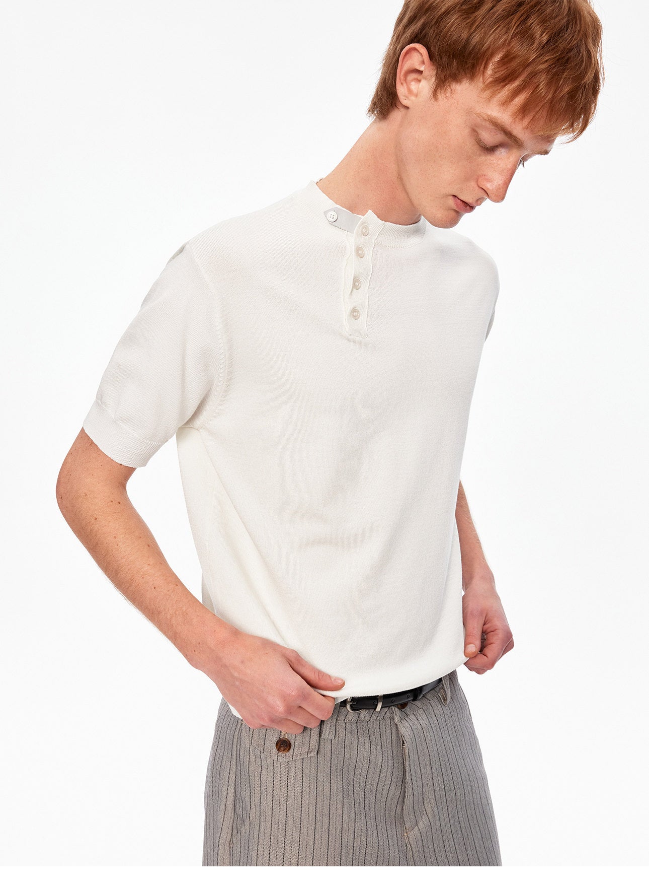 Crossover Henley-neck knit