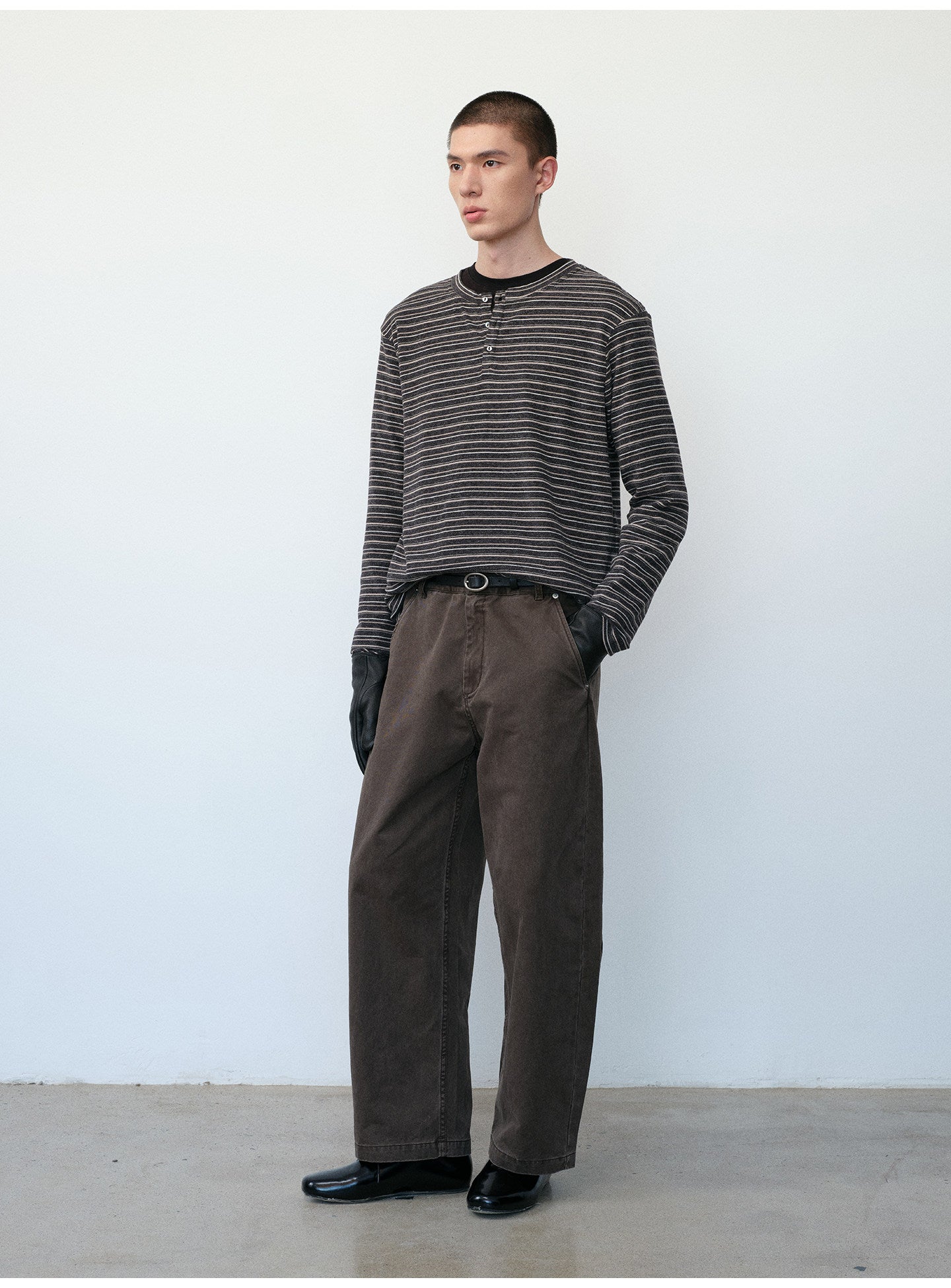 Striped Henley-Neck T-Shirt