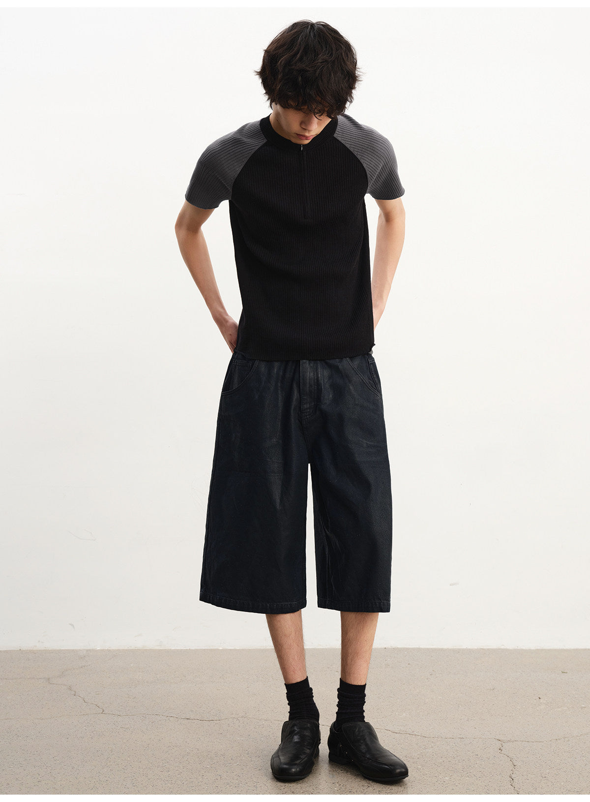 Waxed Denim Shorts