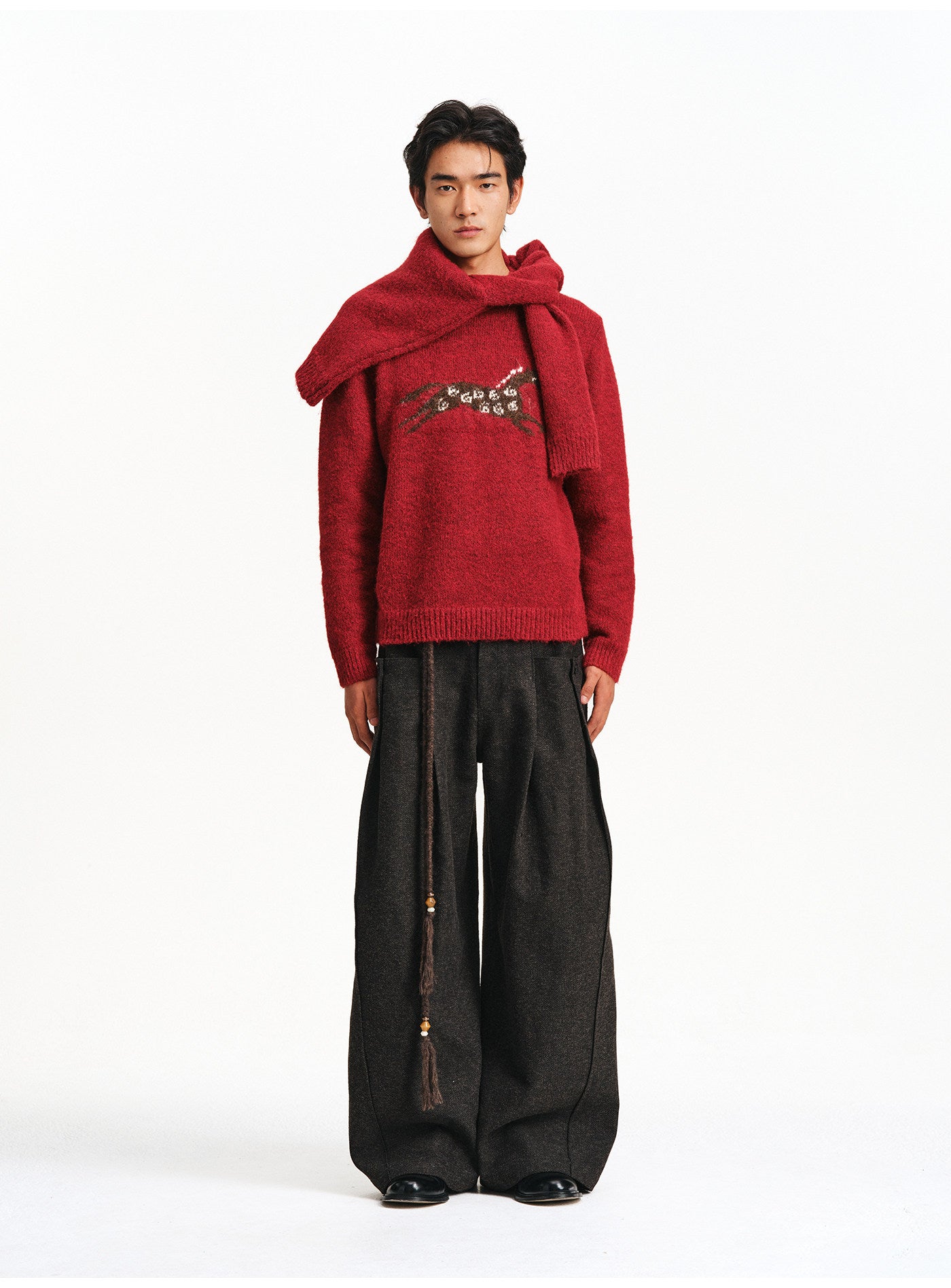 3D Pleated Wide-Leg Casual Pants