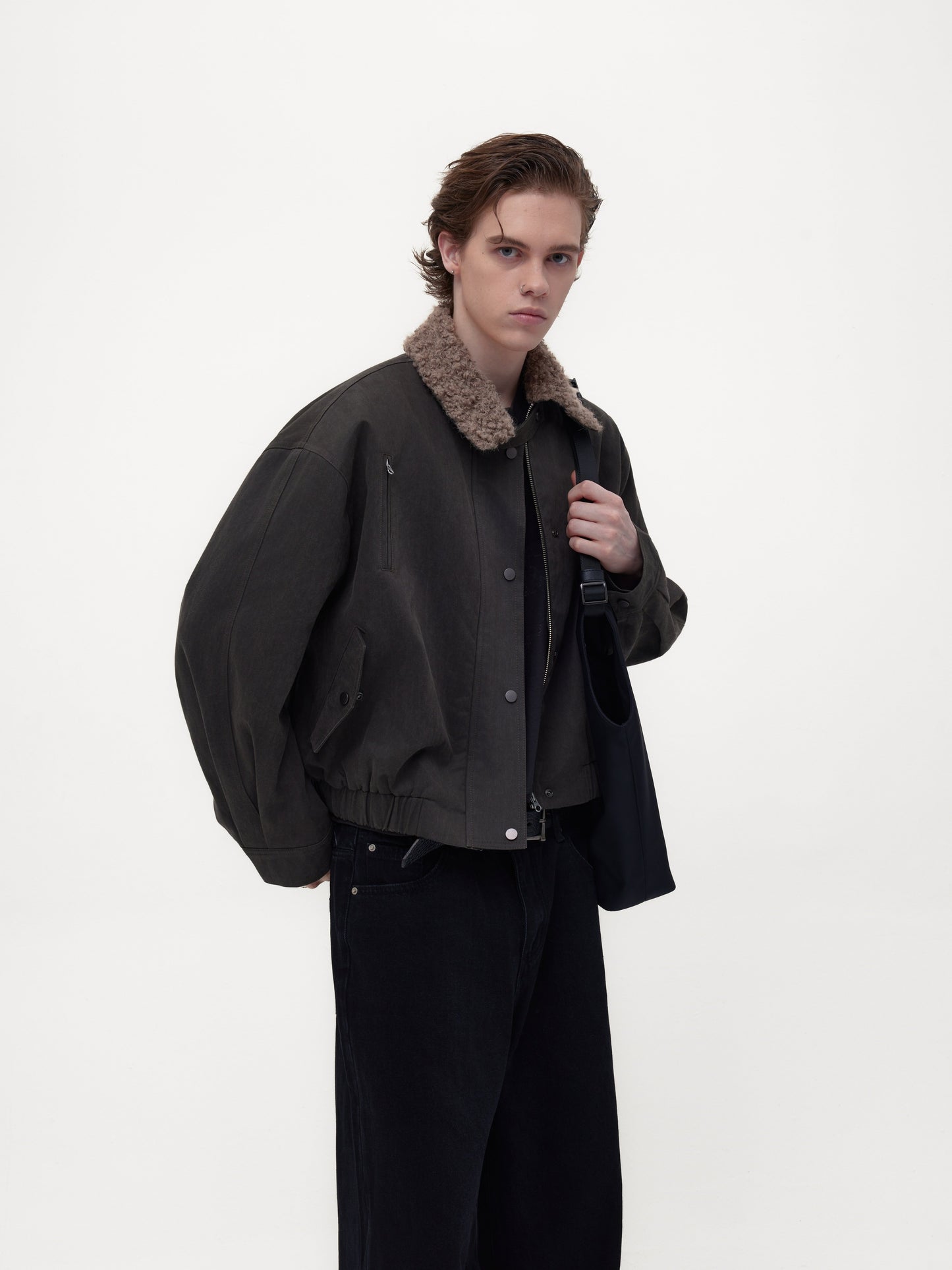 Fur Collar Wax-Coated Jacket