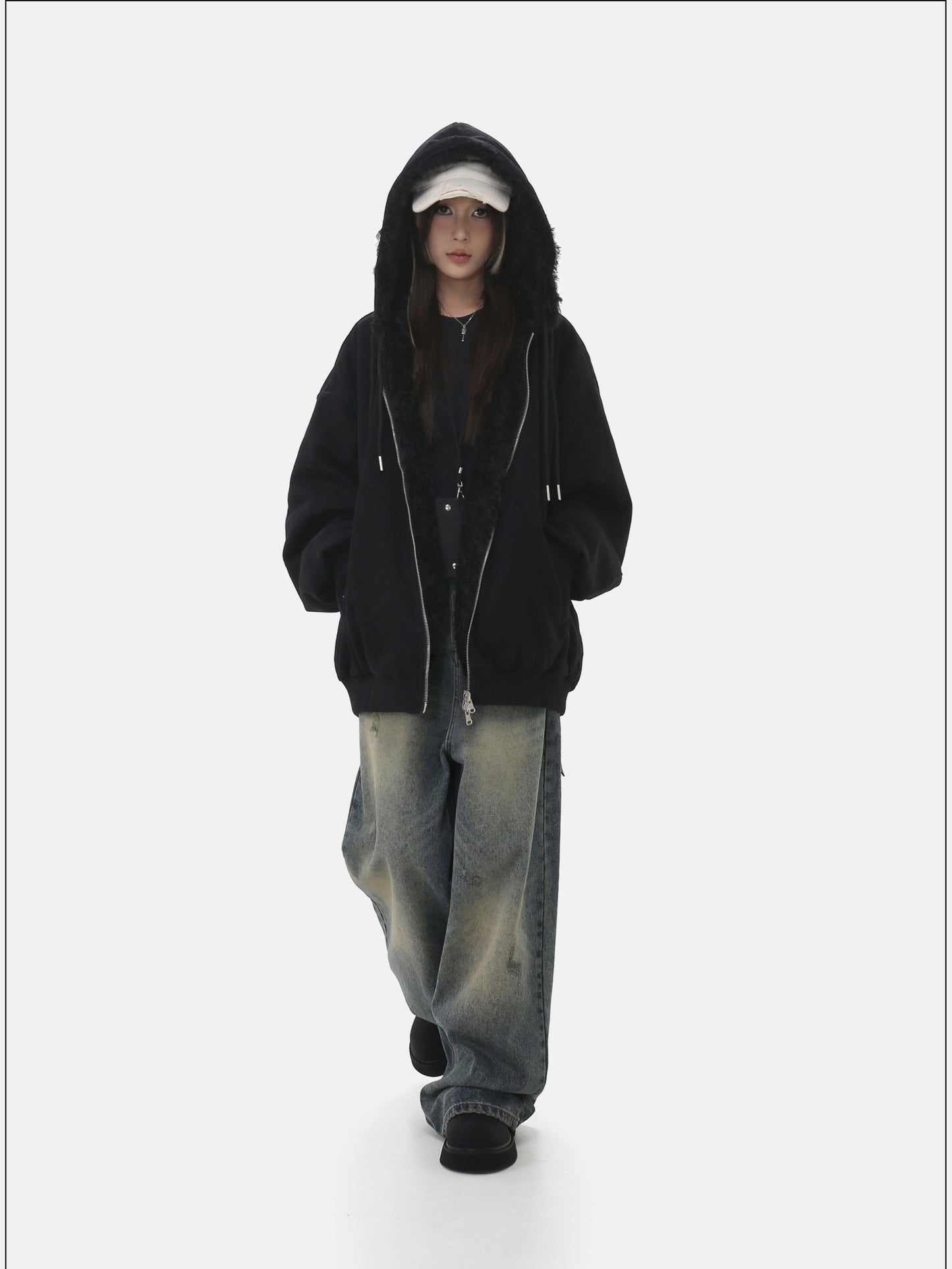 Fleece-Lined Casual Zipper Sweatshirt