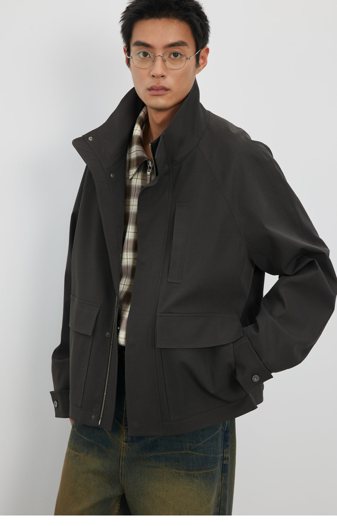 Stand collar short jacket