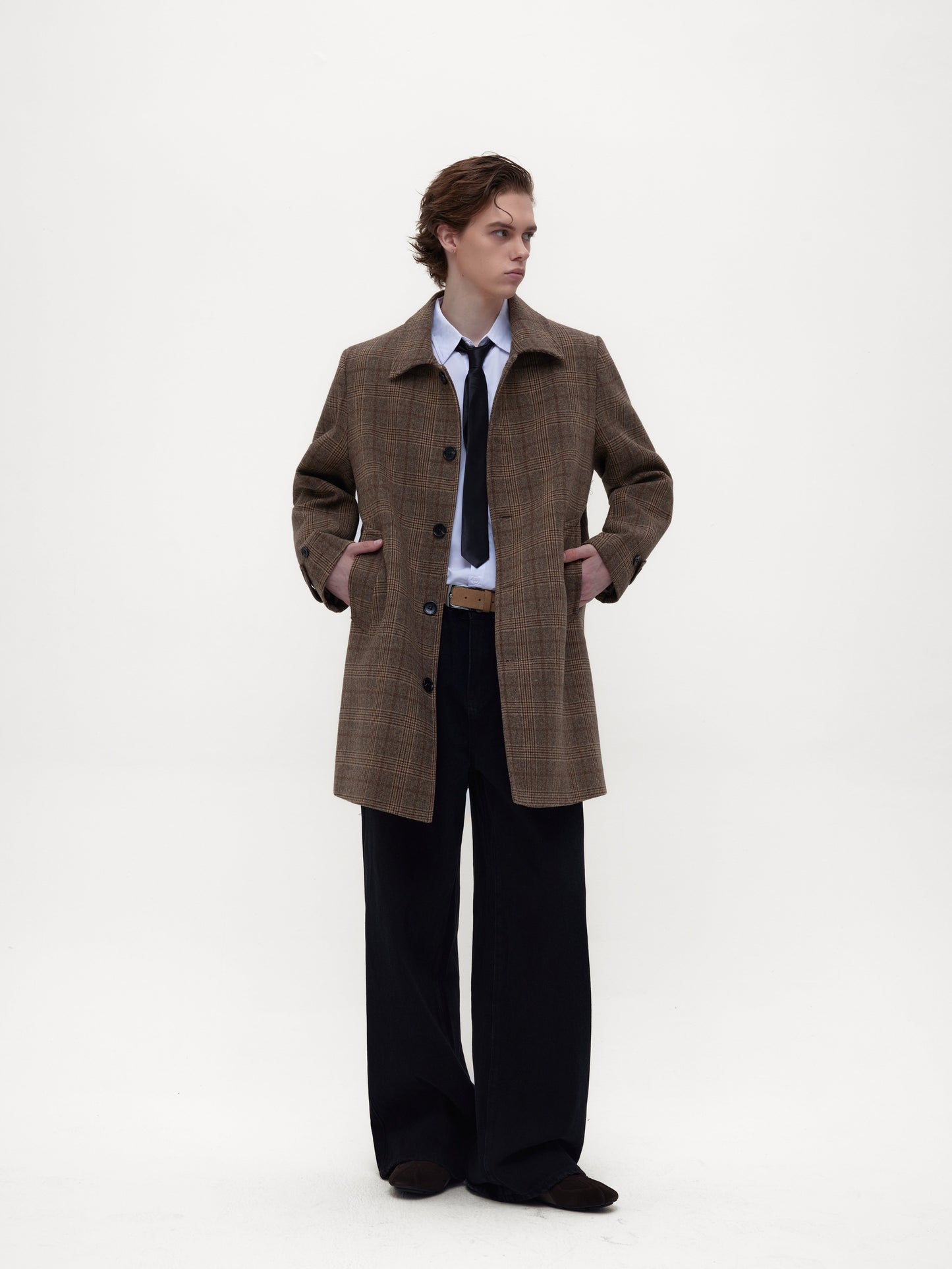 Checkered Mid-Length Coat