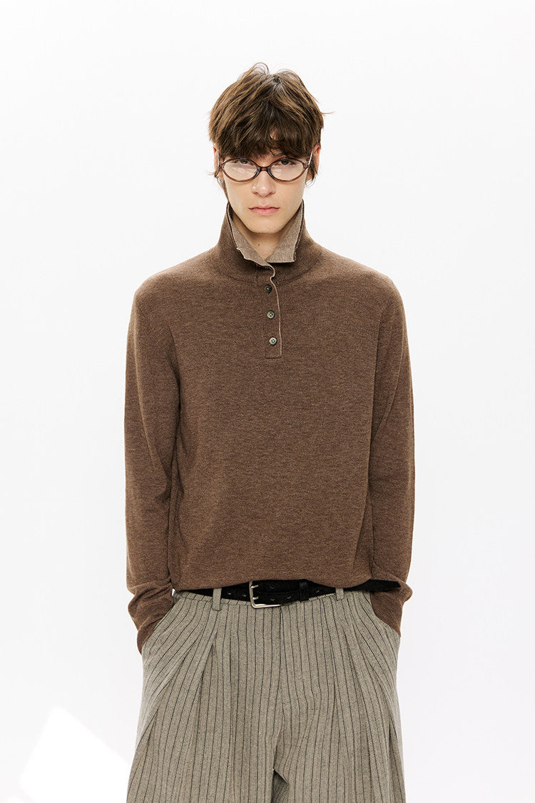 Double-Layer Stand Collar Knit
