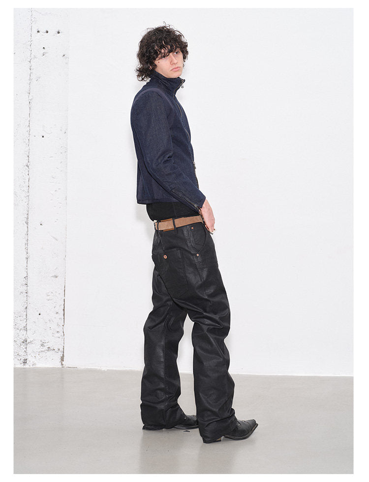 Hand-Waxed Slim-Fit Casual Pants