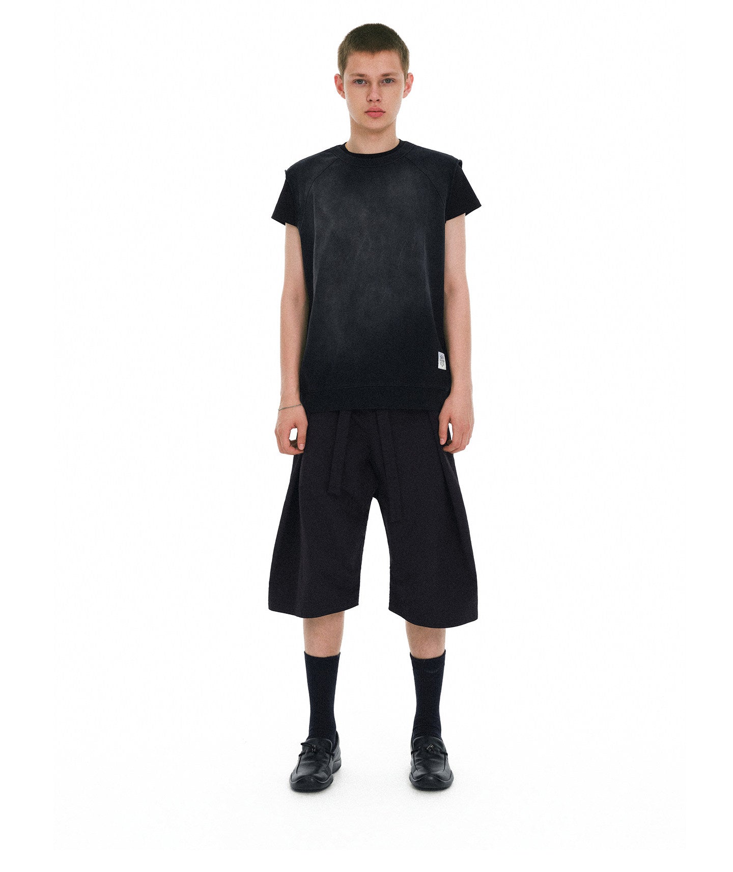 Wash-Finish Basic Embroidered Sleeveless Top
