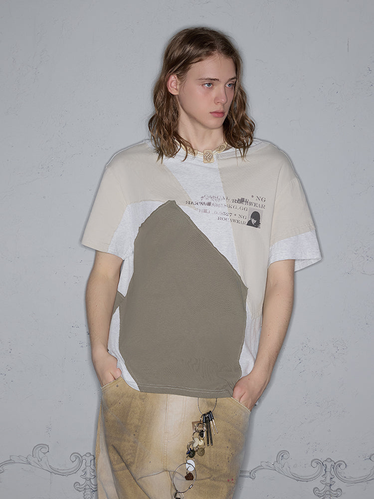 Patchwork Contrast Color T-Shirt