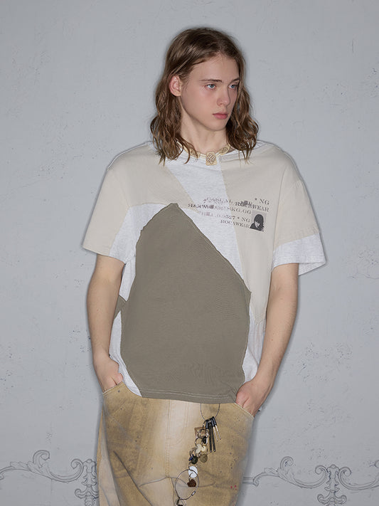 Patchwork Contrast Color T-Shirt